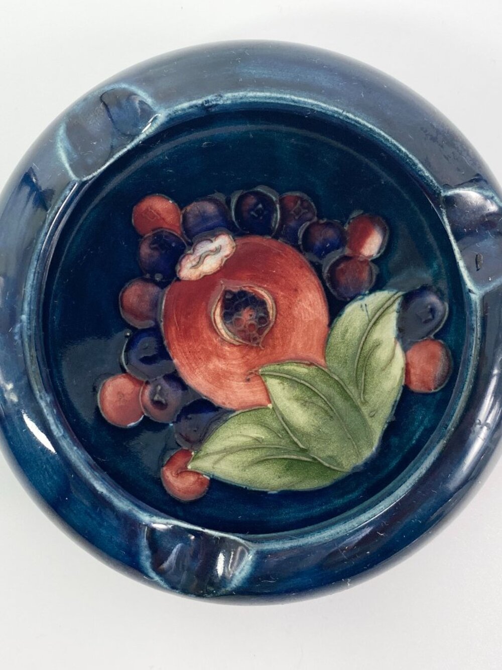 Antique William Moorcroft Pomegranate Ashtray - Cobalt Blue c. 1920-1940
